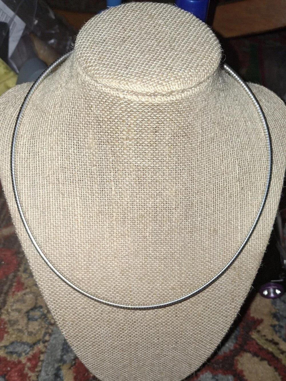 Silvertone Necklace Semi Rigid Choker Collar Unbranded